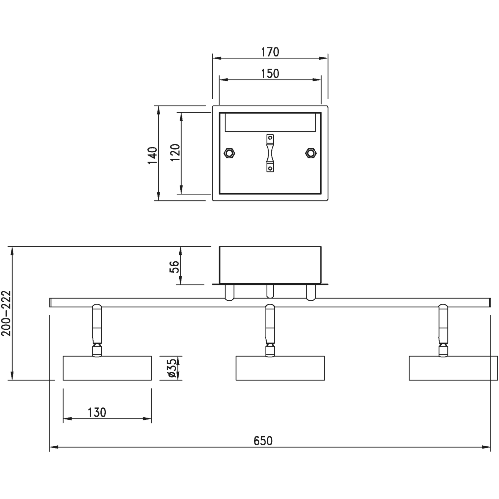 Aneta Lighting ARTIC takspot rak 3:a, vit - Azalea Home