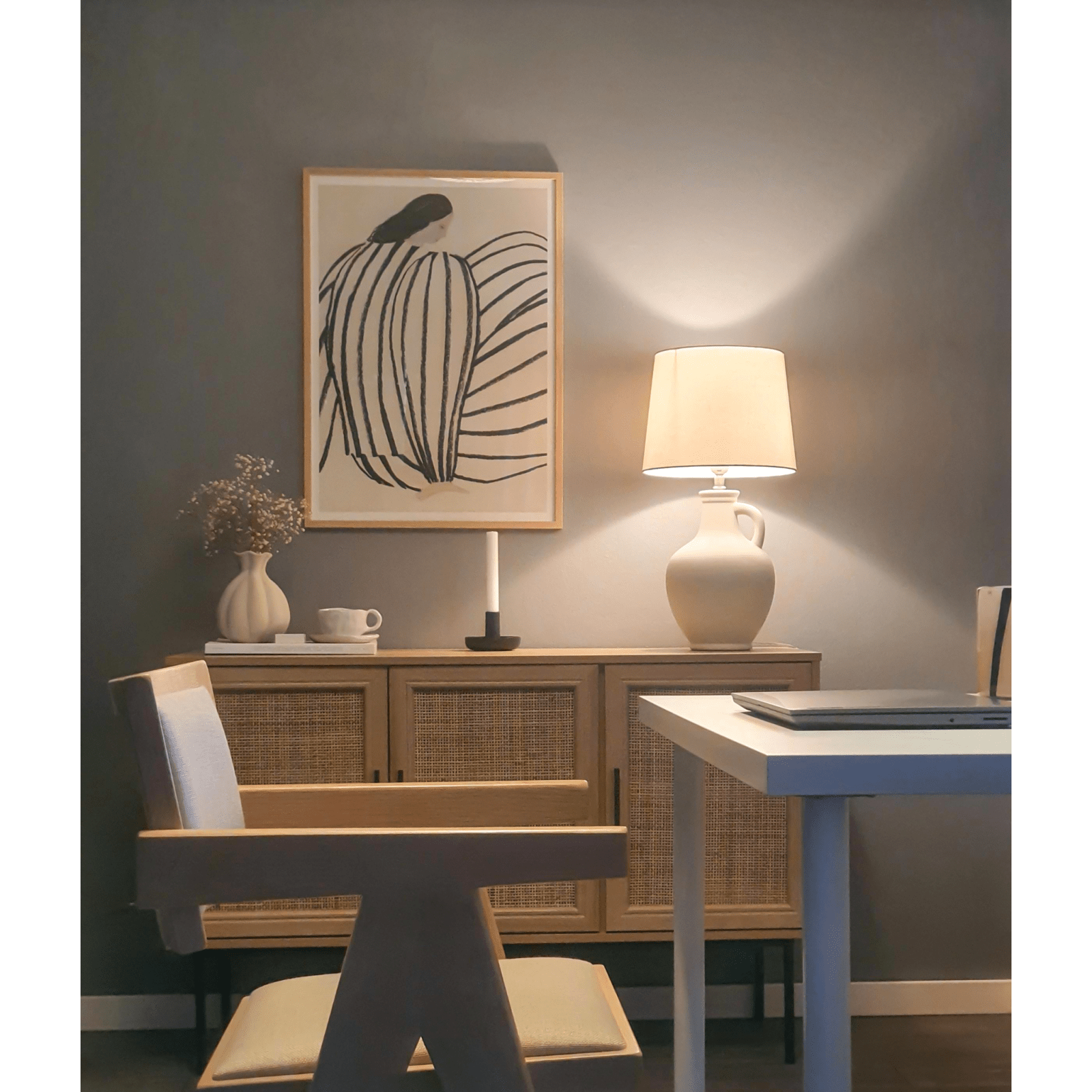 Aneta Lighting ATHENA bordslampa, naturvit - Azalea Home