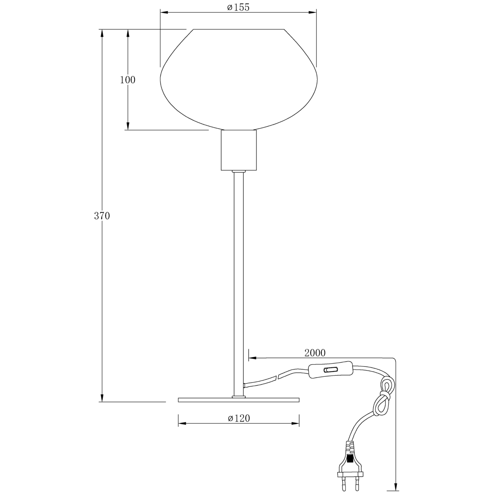 Aneta Lighting BELL bordlampa hög, matt mässing/rök - Azalea Home