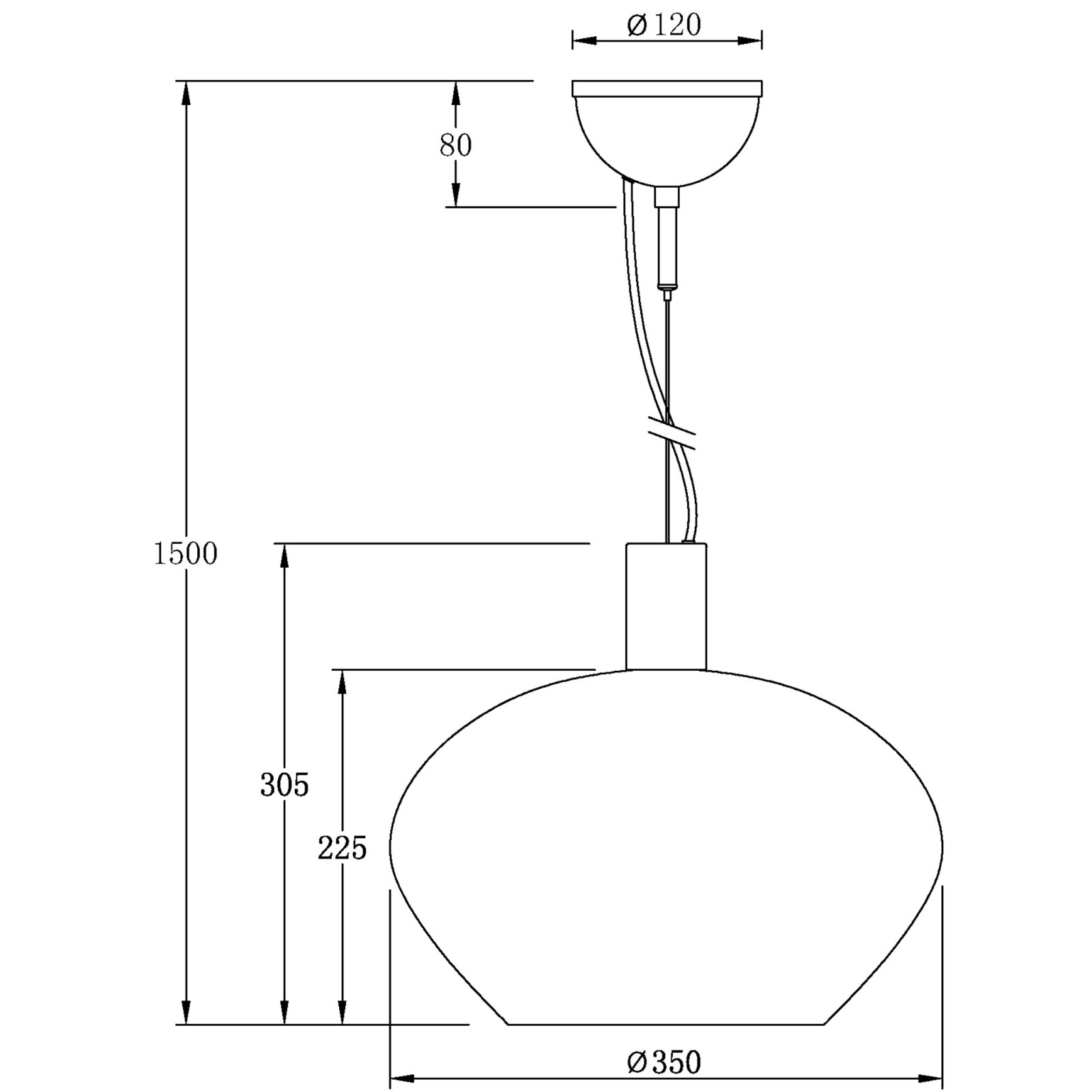 Aneta Lighting BELL taklampa 35cm, matt mässing/amber - Azalea Home