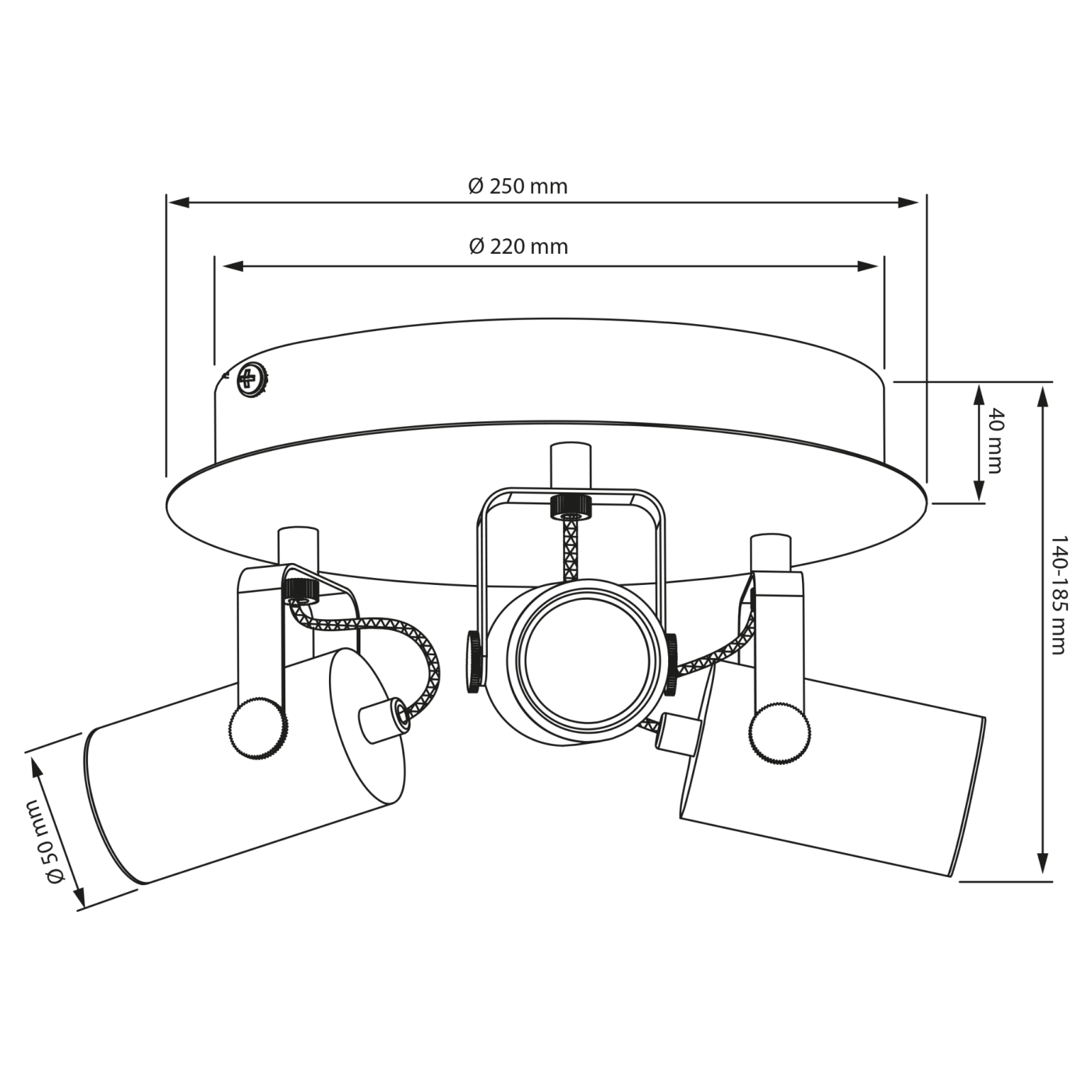 Aneta Lighting CILINDRO takspot rondell, svart/matt mässing - Azalea Home