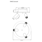 Aneta Lighting CONCORD takspot 3:a rund, vit - Azalea Home