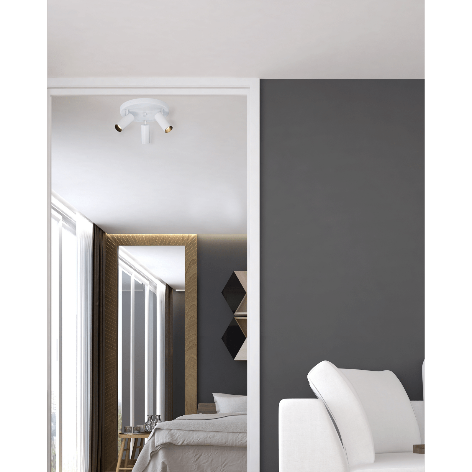 Aneta Lighting CONCORD takspot 3:a rund, vit - Azalea Home