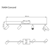 Aneta Lighting CONCORD takspot rak 4:a, vit - Azalea Home