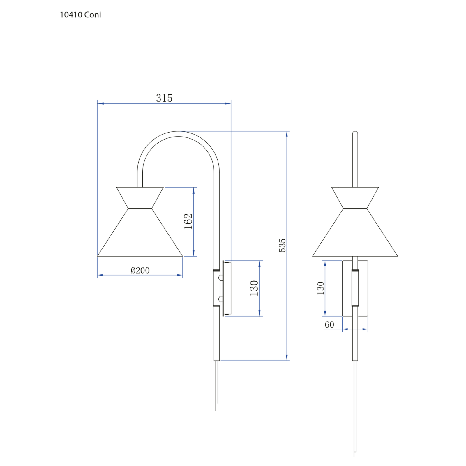 Aneta Lighting CONI vägglampa, svart - Azalea Home