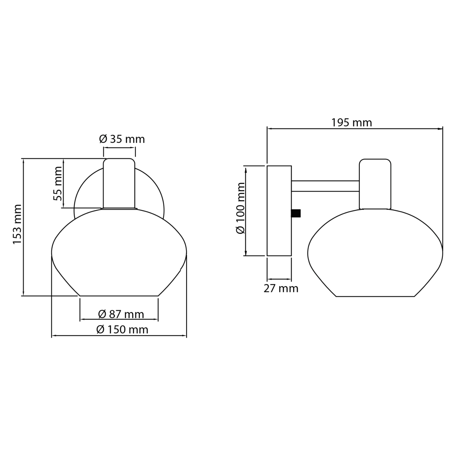 Aneta Lighting ELBA vägglampa bad 1:a, krom - Azalea Home