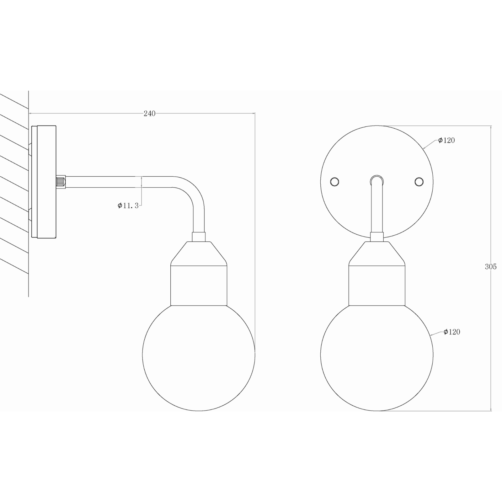 Aneta Lighting FLORENS vägglampa bad, mässing/opal - Azalea Home