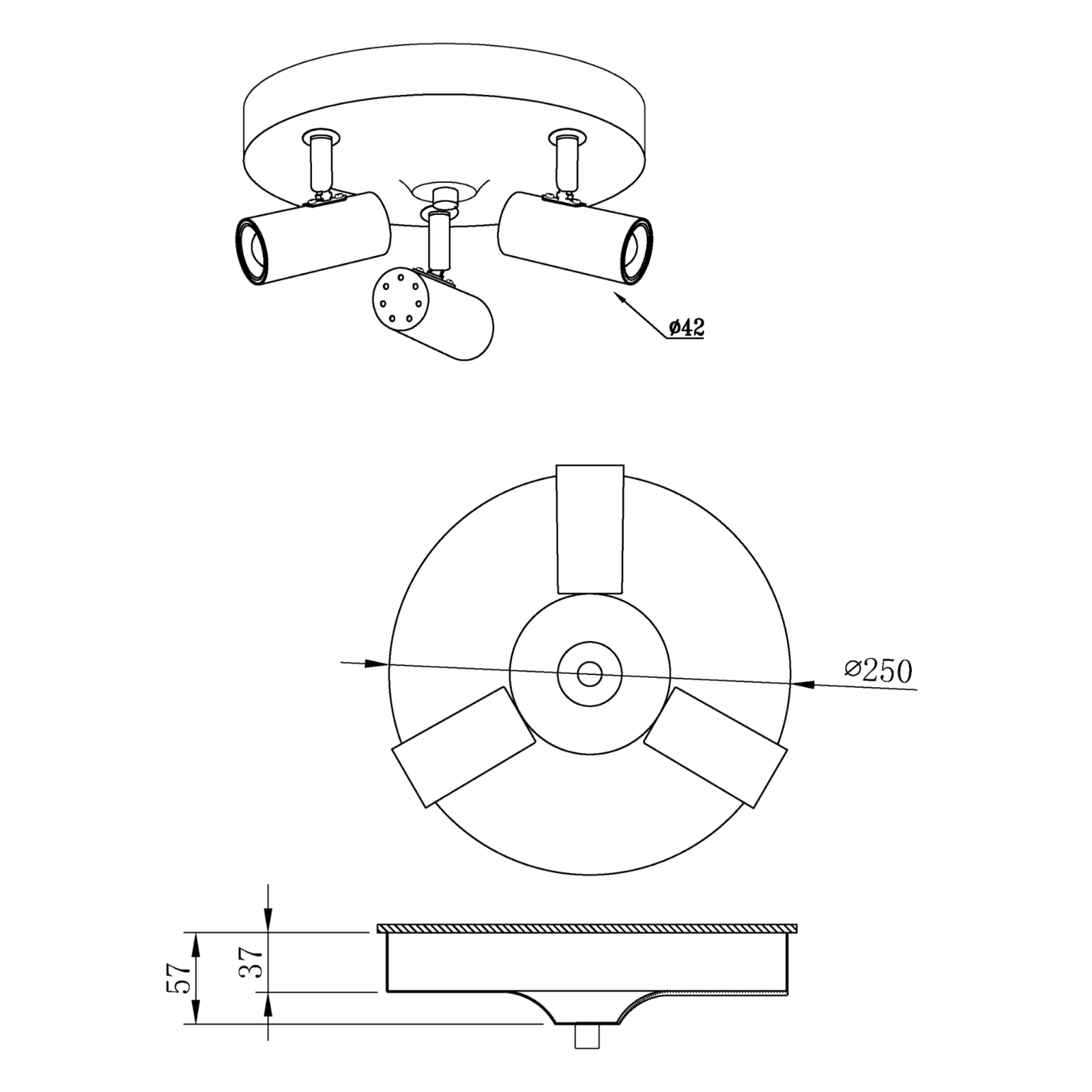 Aneta Lighting GUSTO takspot, rund 3:a, vit - Azalea Home