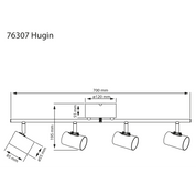 Aneta Lighting HUGIN takspot 4:a rak, svart - Azalea Home
