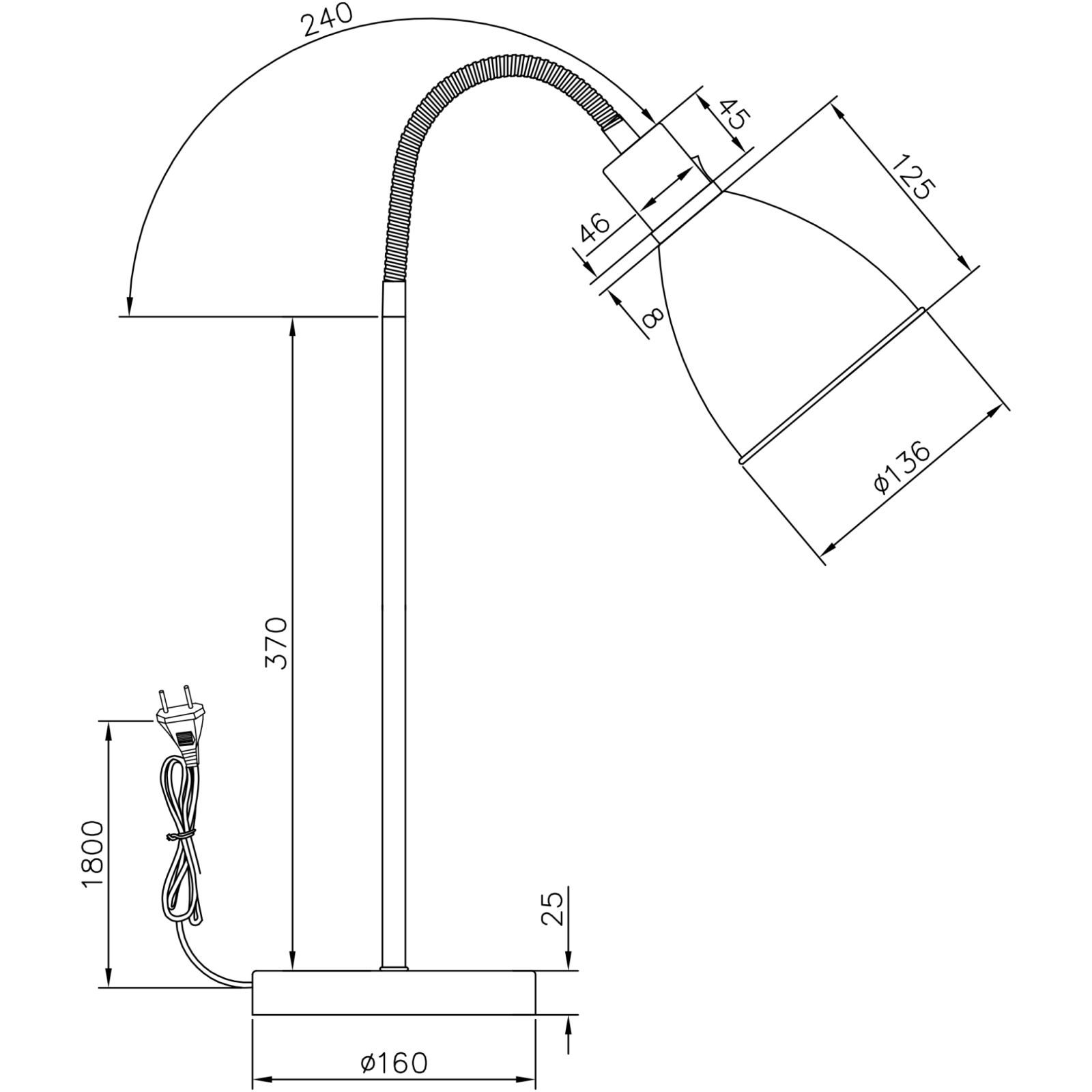 Aneta Lighting IDRE bordlampa, vit - Azalea Home