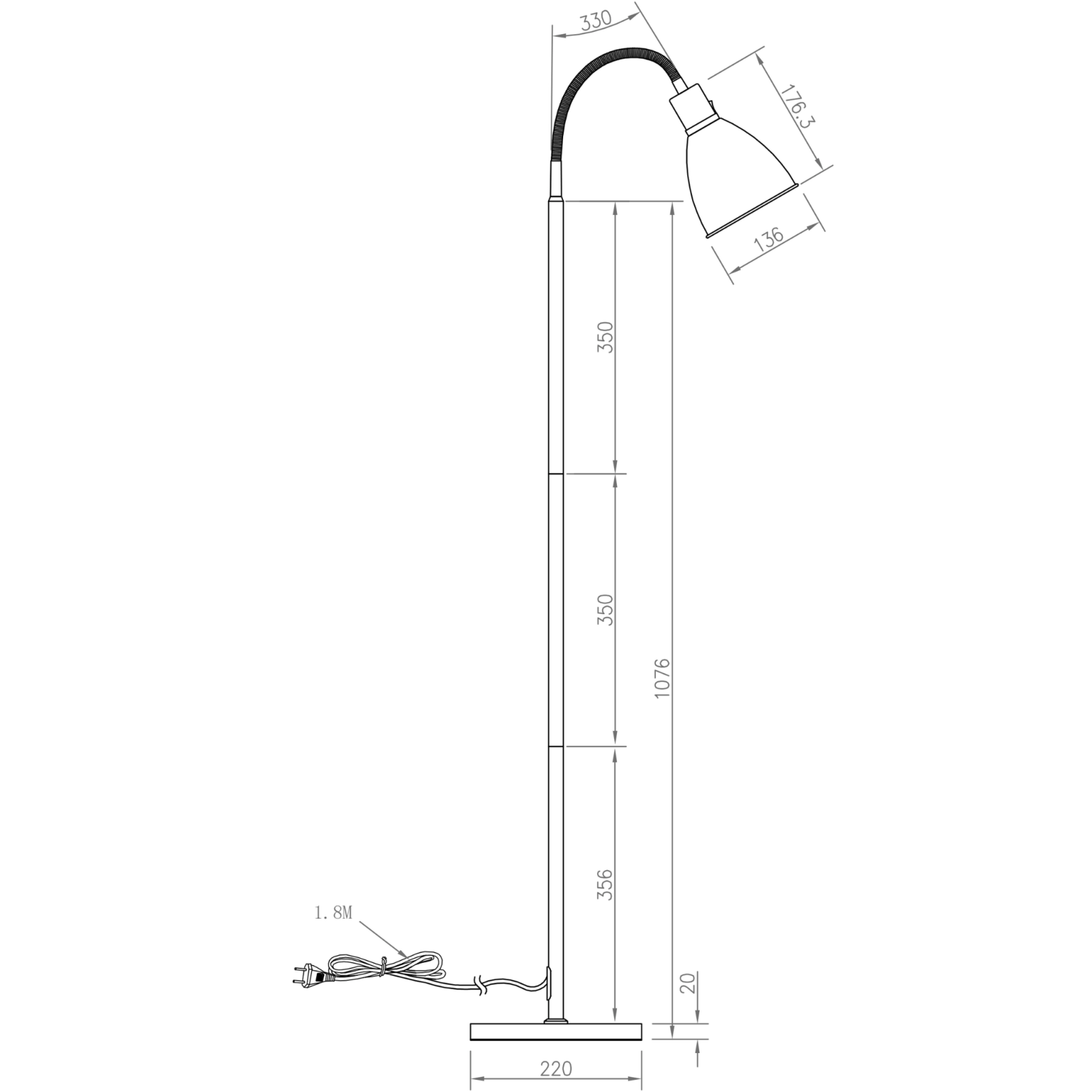 Aneta Lighting IDRE golvlampa, svart - Azalea Home