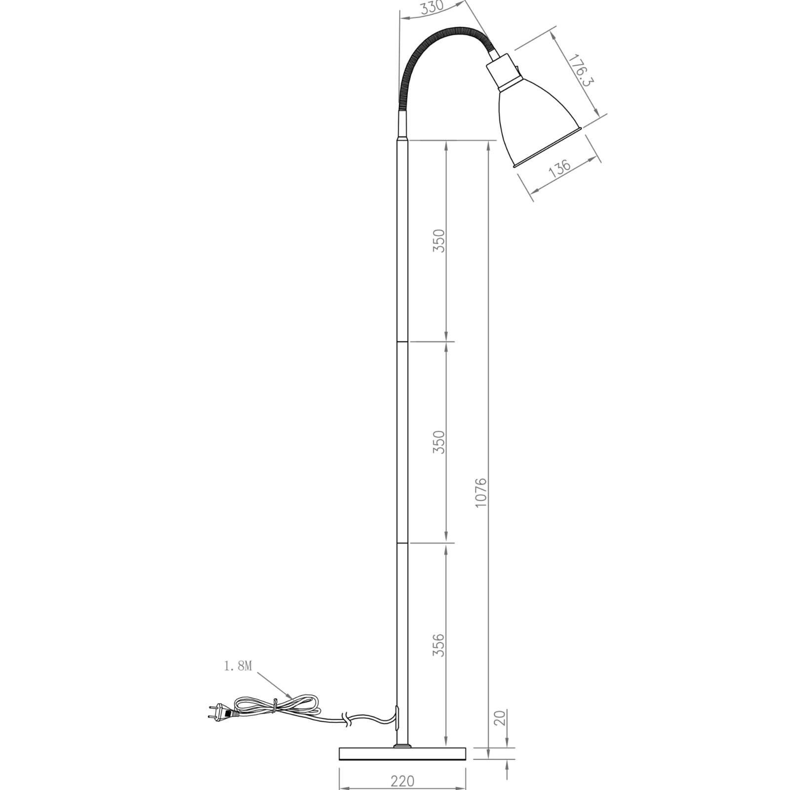 Aneta Lighting IDRE golvlampa, vit - Azalea Home