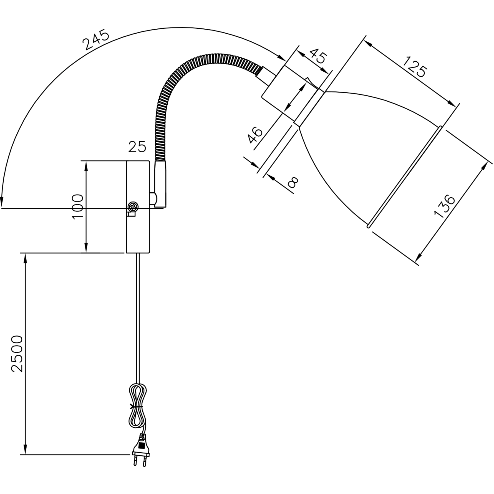 Aneta Lighting IDRE vägglampa, svart - Azalea Home