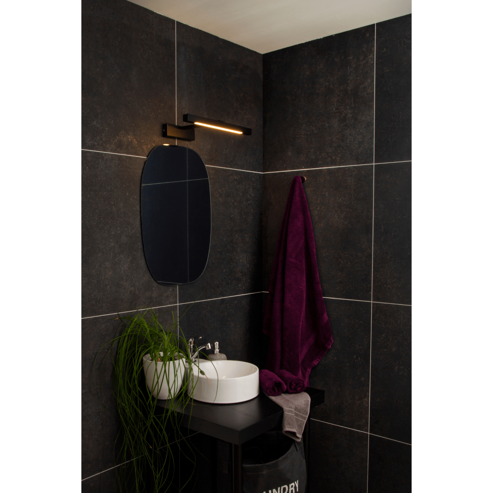 Aneta Lighting LUCCA vägglampa bad, svart - Azalea Home