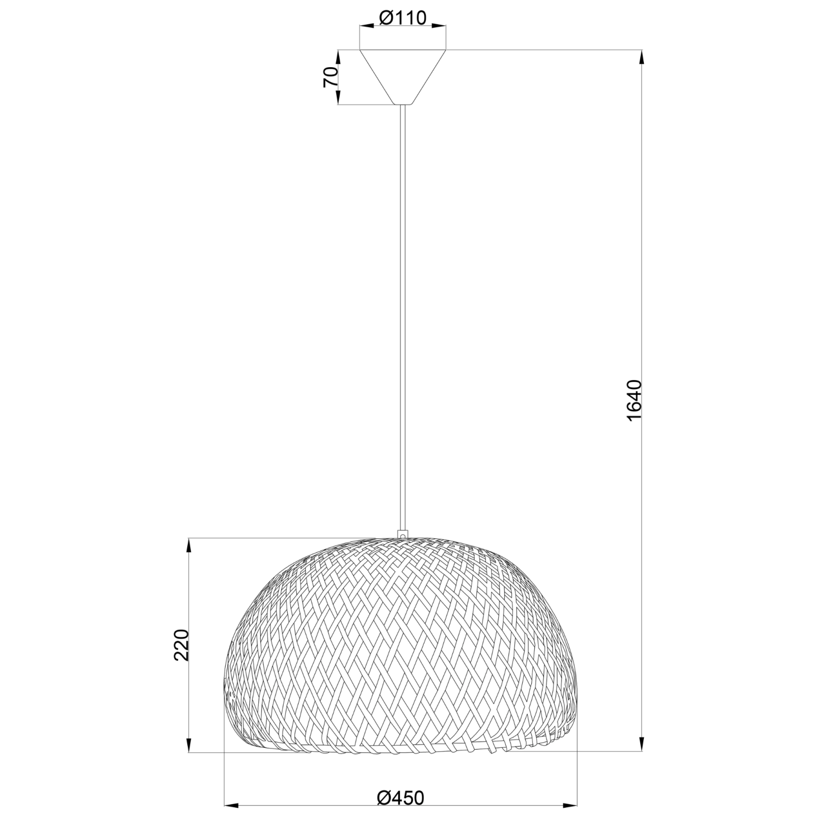 Aneta Lighting MALACCA taklampa 45cm, natur - Azalea Home