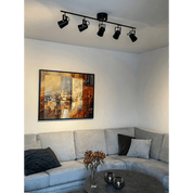 Aneta Lighting METZ takspot rak 5:a, svart/matt mässing - Azalea Home