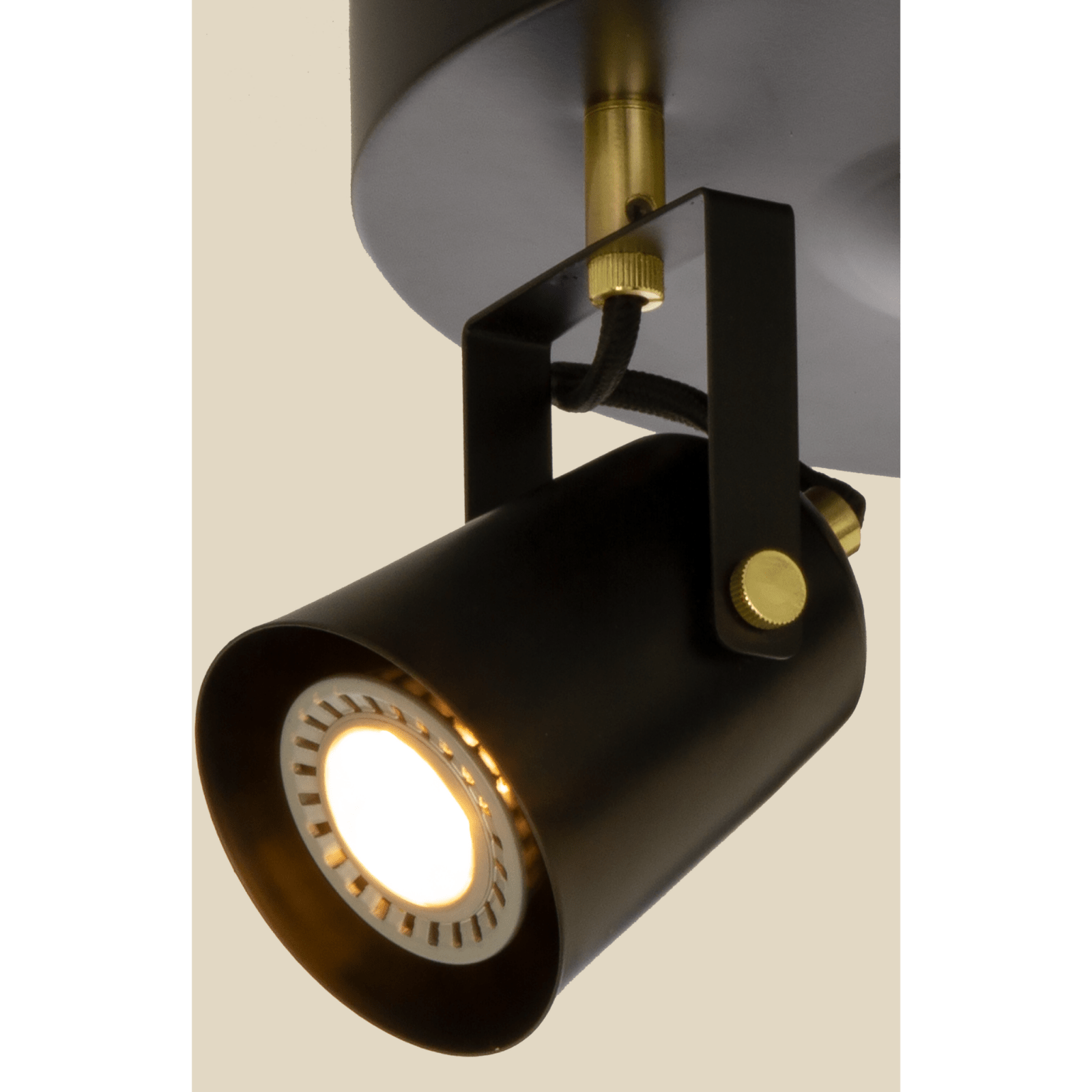 Aneta Lighting METZ takspot rondell, svart/matt mässing - Azalea Home