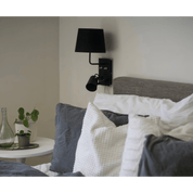 Aneta Lighting METZ vägglampa med tygskärm, svart/matt mässing - Azalea Home