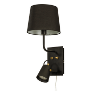 Aneta Lighting METZ vägglampa med tygskärm, svart/matt mässing - Azalea Home