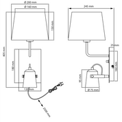 Aneta Lighting METZ vägglampa med tygskärm, svart/matt mässing - Azalea Home