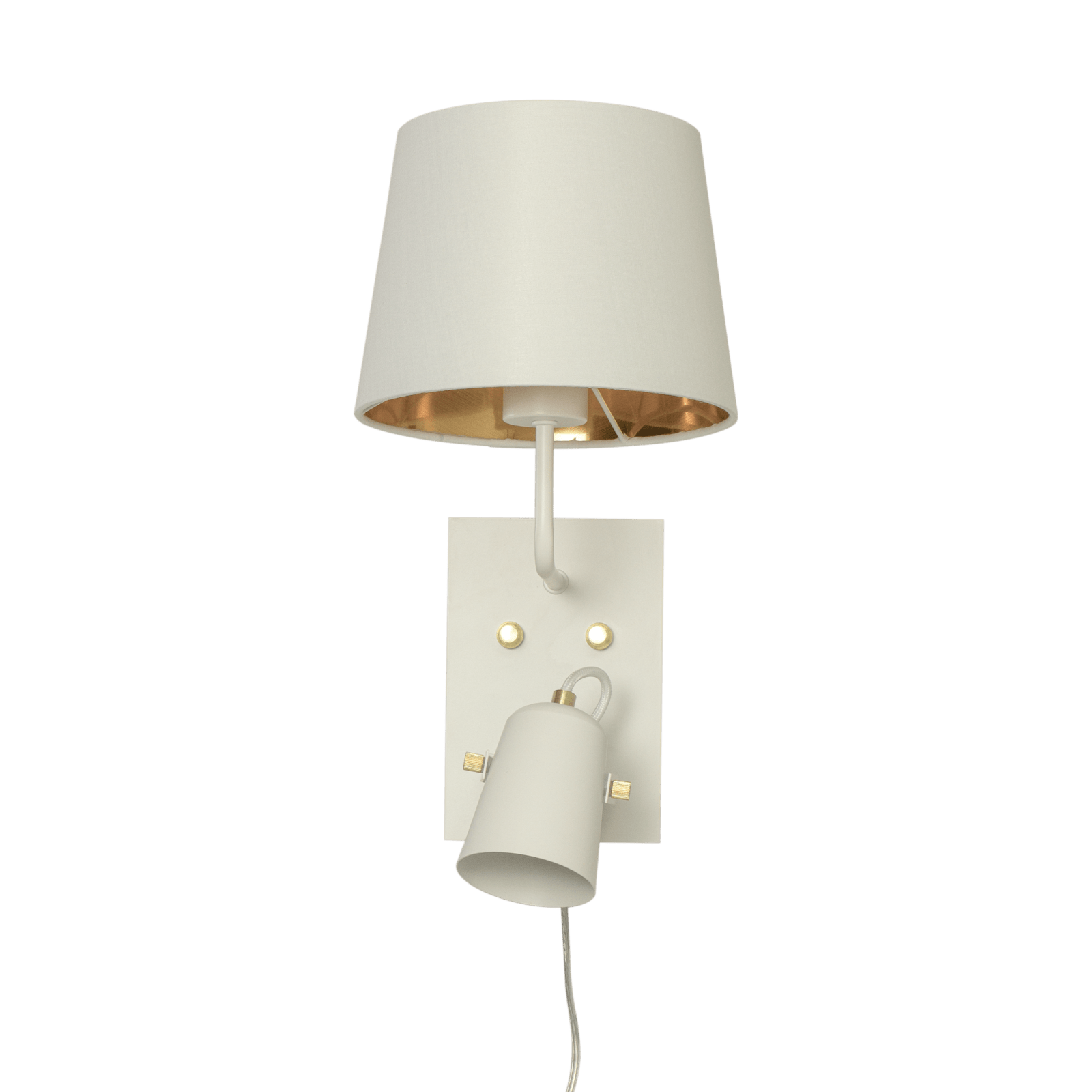 Aneta Lighting METZ vägglampa med tygskärm, vit/matt mässing - Azalea Home