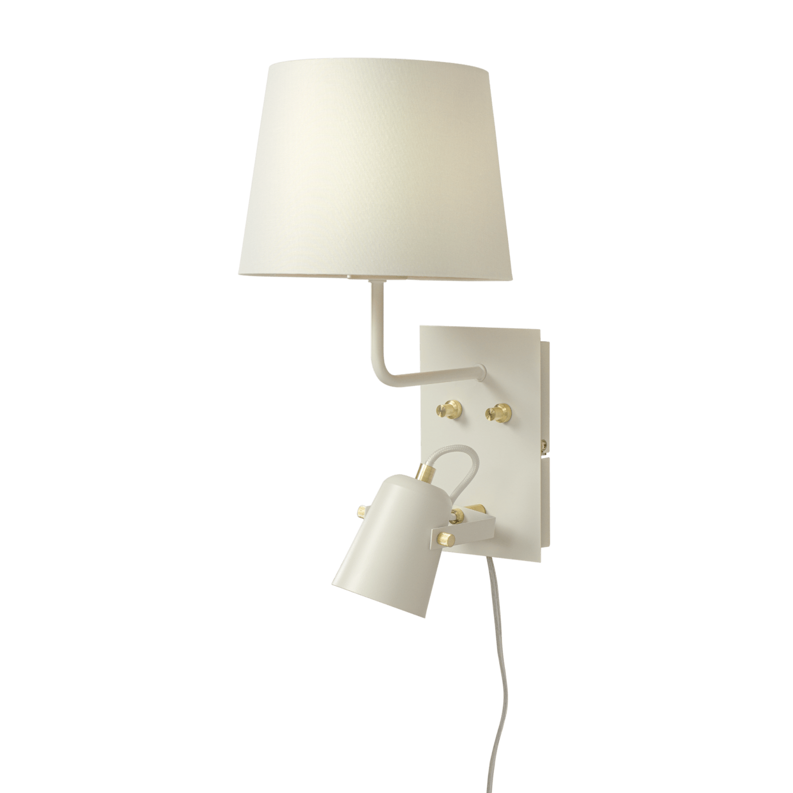 Aneta Lighting METZ vägglampa med tygskärm, vit/matt mässing - Azalea Home