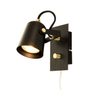 Aneta Lighting METZ vägglampa, svart/matt mässing - Azalea Home
