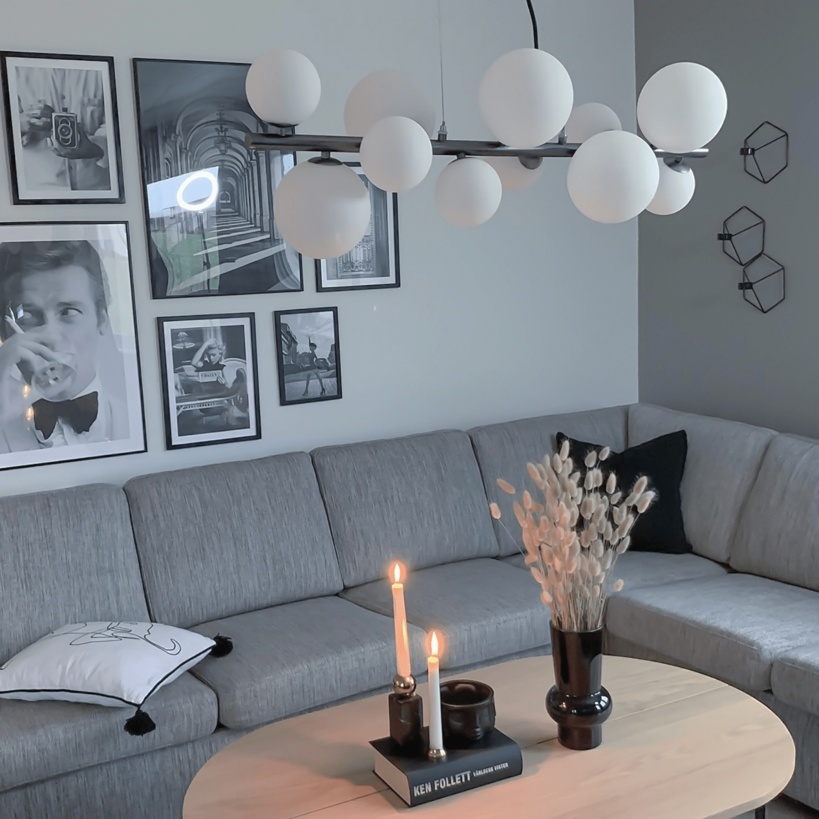 Aneta Lighting MOLEKYL taklampa L85, tenn/opalvit - Azalea Home