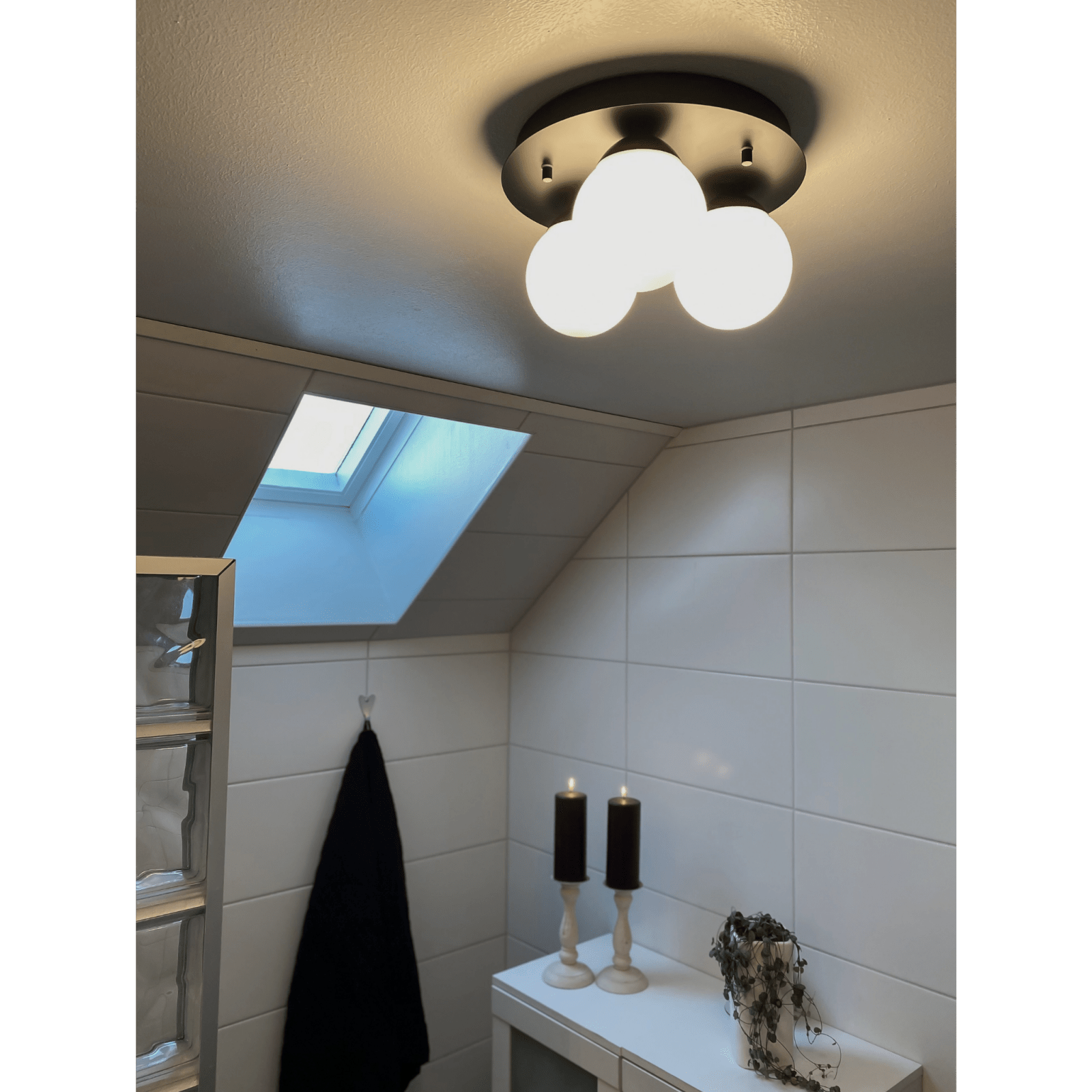Aneta Lighting NICOSIA plafond 3:a, bad, svart - Azalea Home
