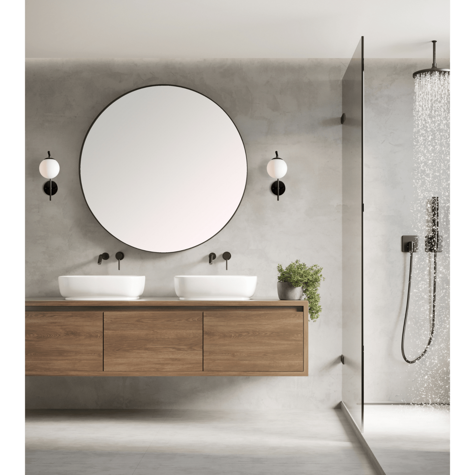 Aneta Lighting NICOSIA vägglampa bad, svart - Azalea Home