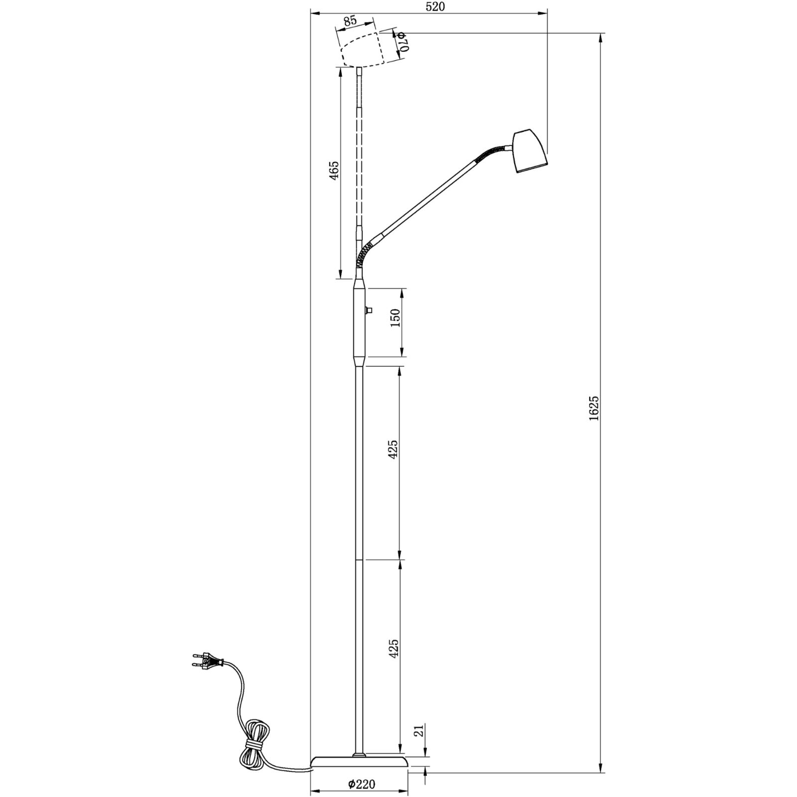 Aneta Lighting SANDNES golvlampa. vit - Azalea Home