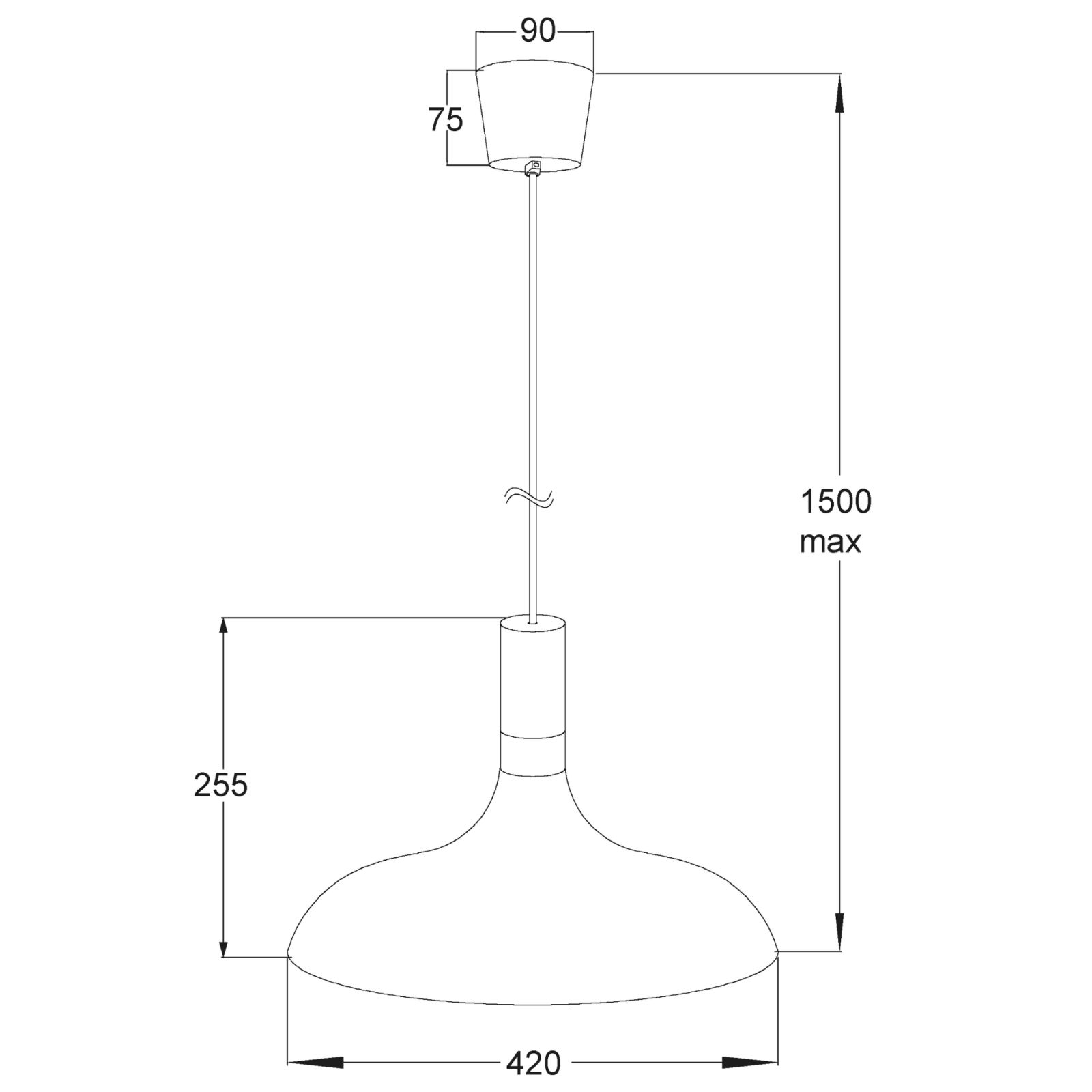 Aneta Lighting SENSE taklampa 42cm, svart - Azalea Home