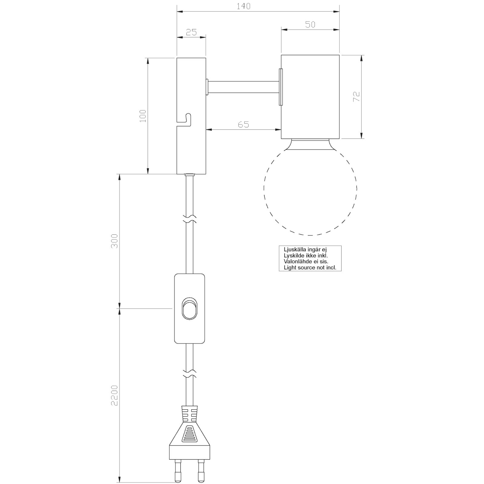 Aneta Lighting STRICT vägglampa, svart - Azalea Home