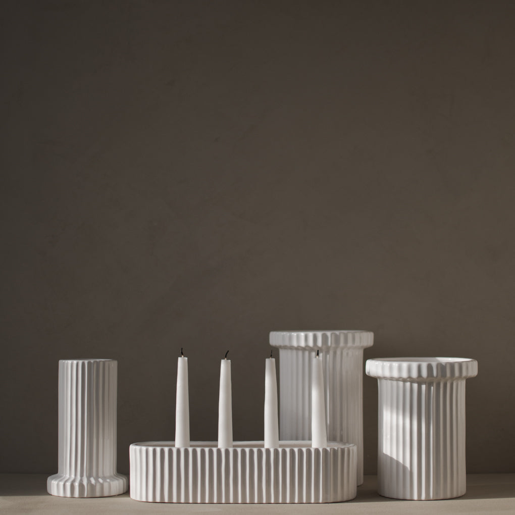 STRIPE POT Kruka shiny white, small