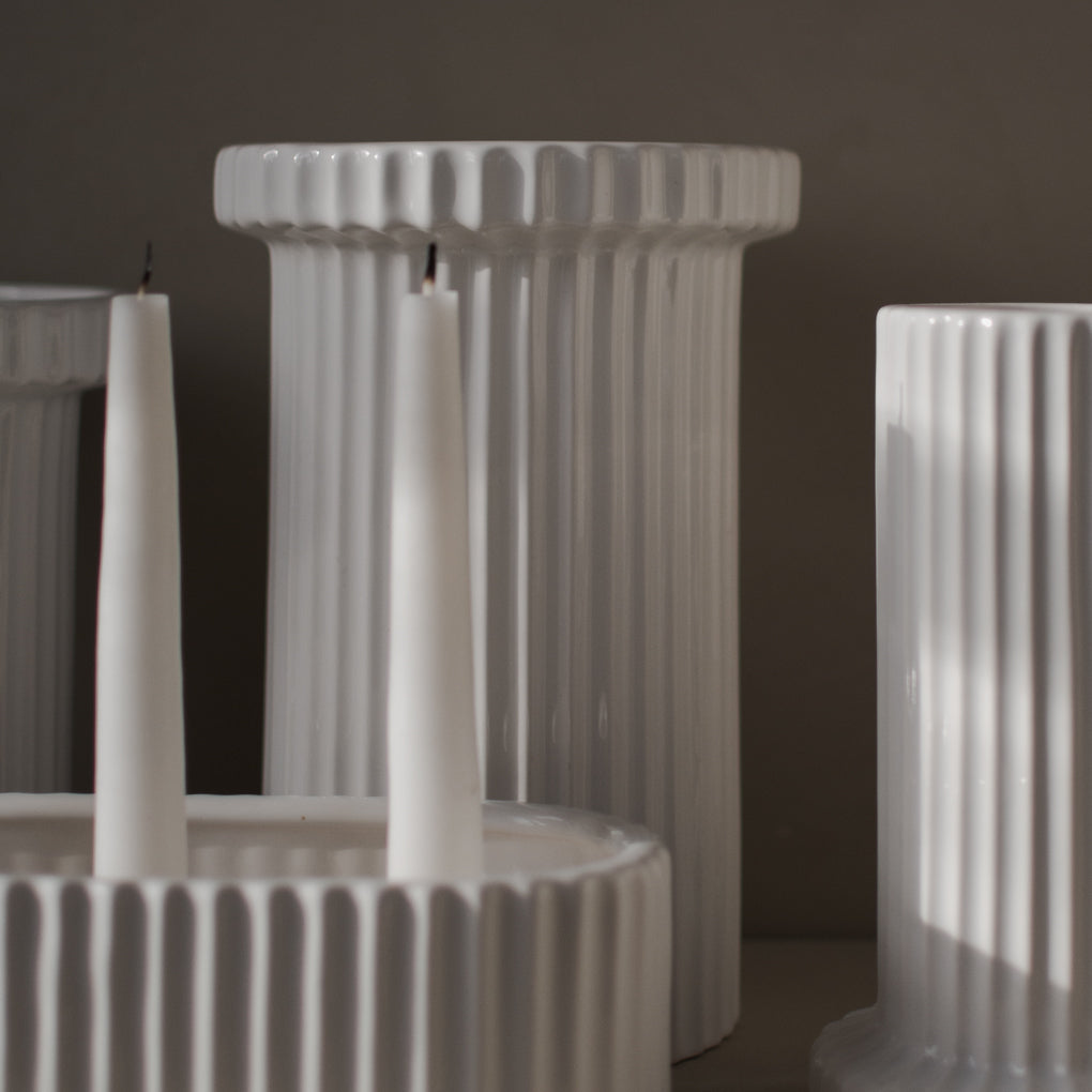 STRIPE POT Kruka Shiny white, large