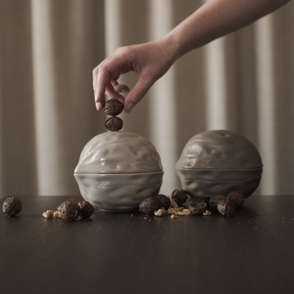 WALNUT Skål Juldekoration, shiny mole