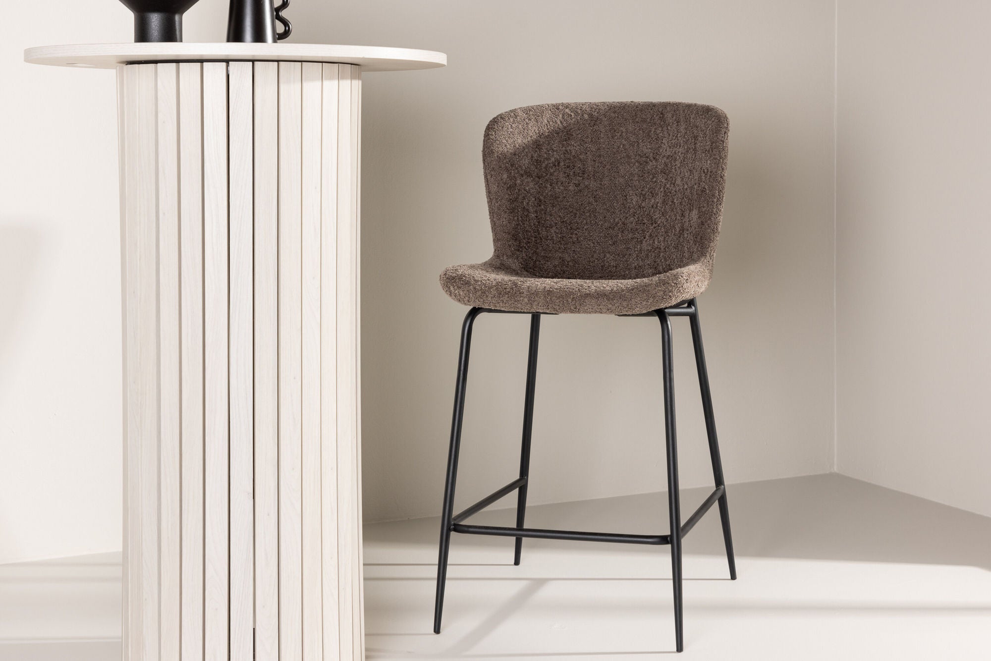 Modesto Barstol Bouclé, Brun 2-Pack