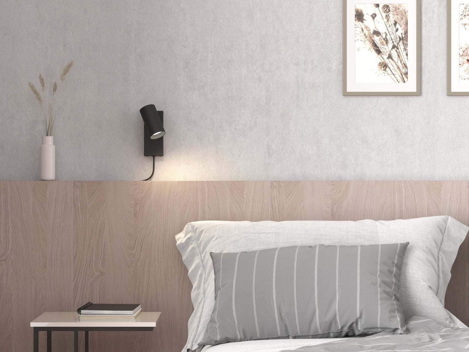 Belid Vägglampa Tyson svartstruktur sladd ut bak - Azalea Home