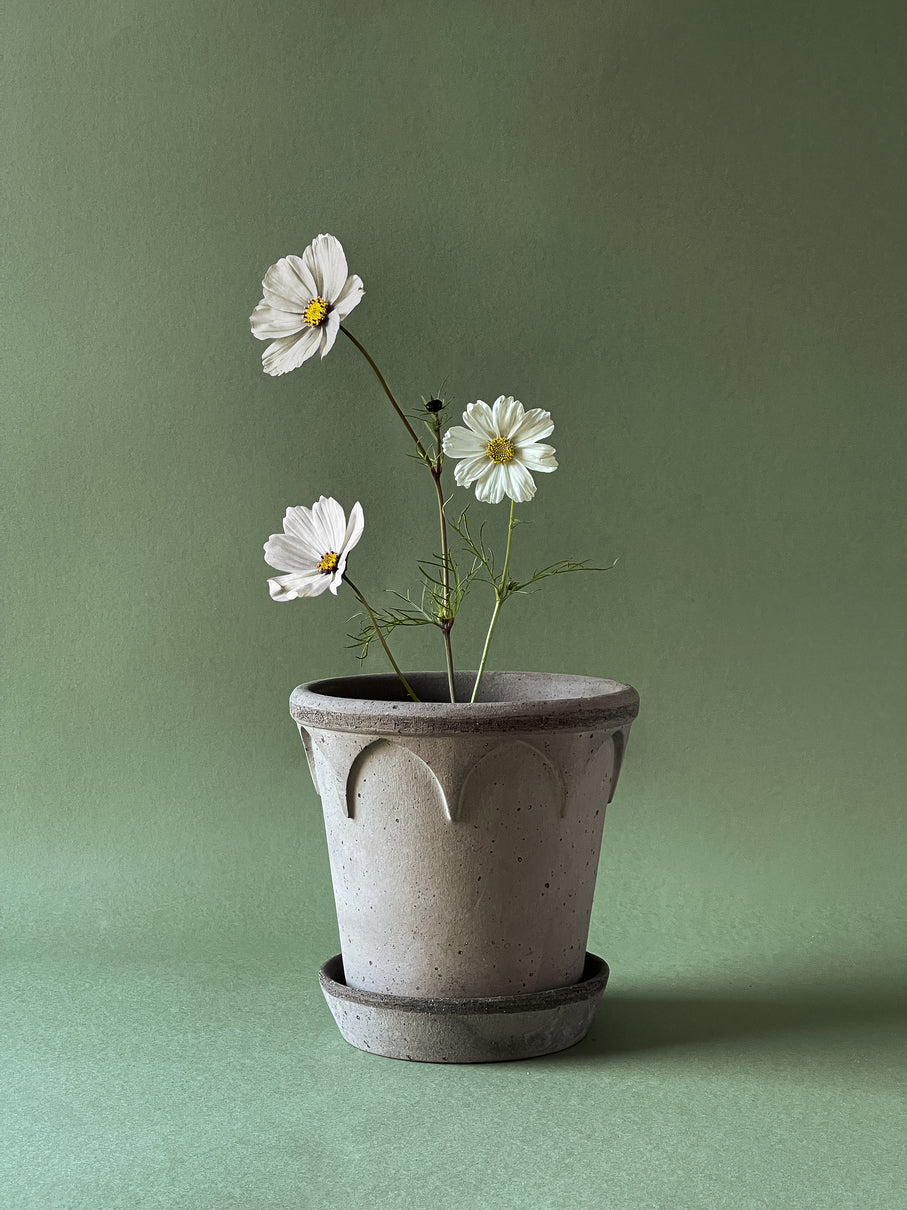Bergs Potter Elizabeth Kruka med Fat Ø25 cm, Grå - Azalea Home