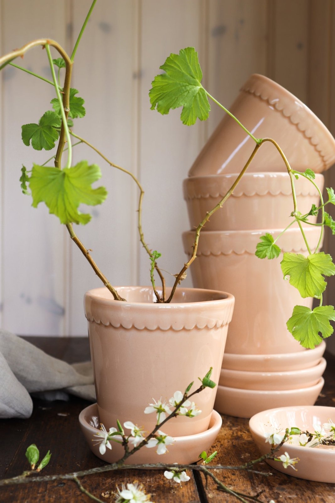 Bergs Potter Helena Kruka med Fat Ø18 cm, Quartz Rose - Azalea Home