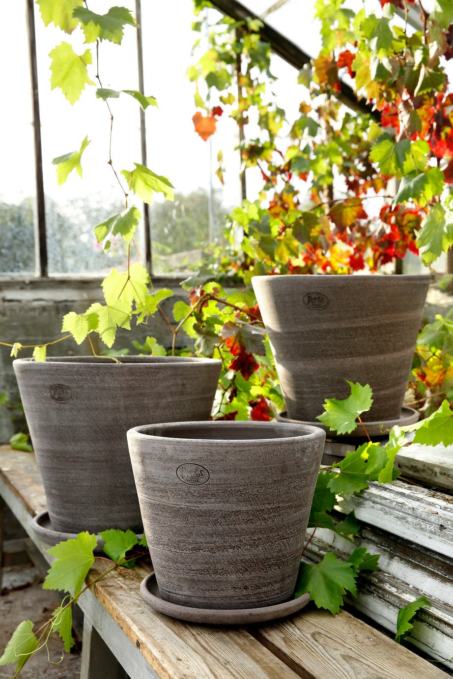 Bergs Potter Julie Kruka med Fat Ø40 cm, Grå - Azalea Home