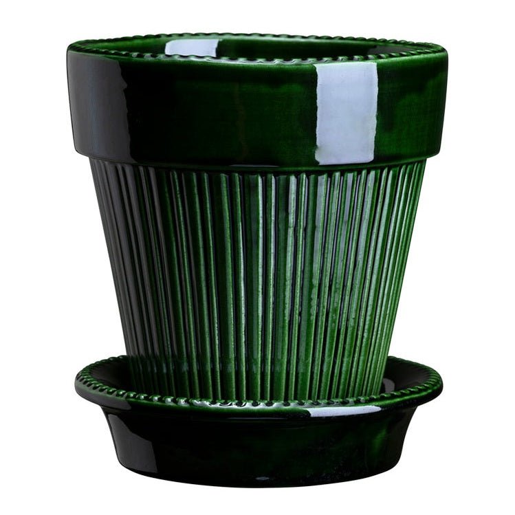 Bergs Potter Simona Kruka med Fat Ø18cm, Grön - Azalea Home