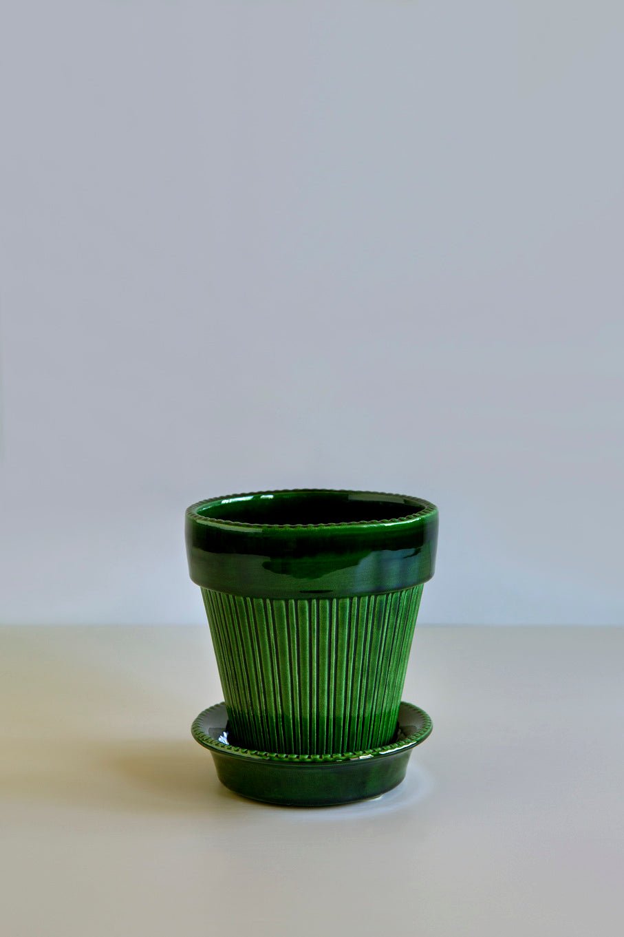 Bergs Potter Simona Kruka med Fat Ø18cm, Grön - Azalea Home