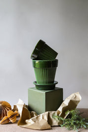 Bergs Potter Simona Kruka med Fat Ø18cm, Grön - Azalea Home
