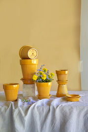 Bergs Potter Simona Kruka med Fat Ø18cm, Gul - Azalea Home