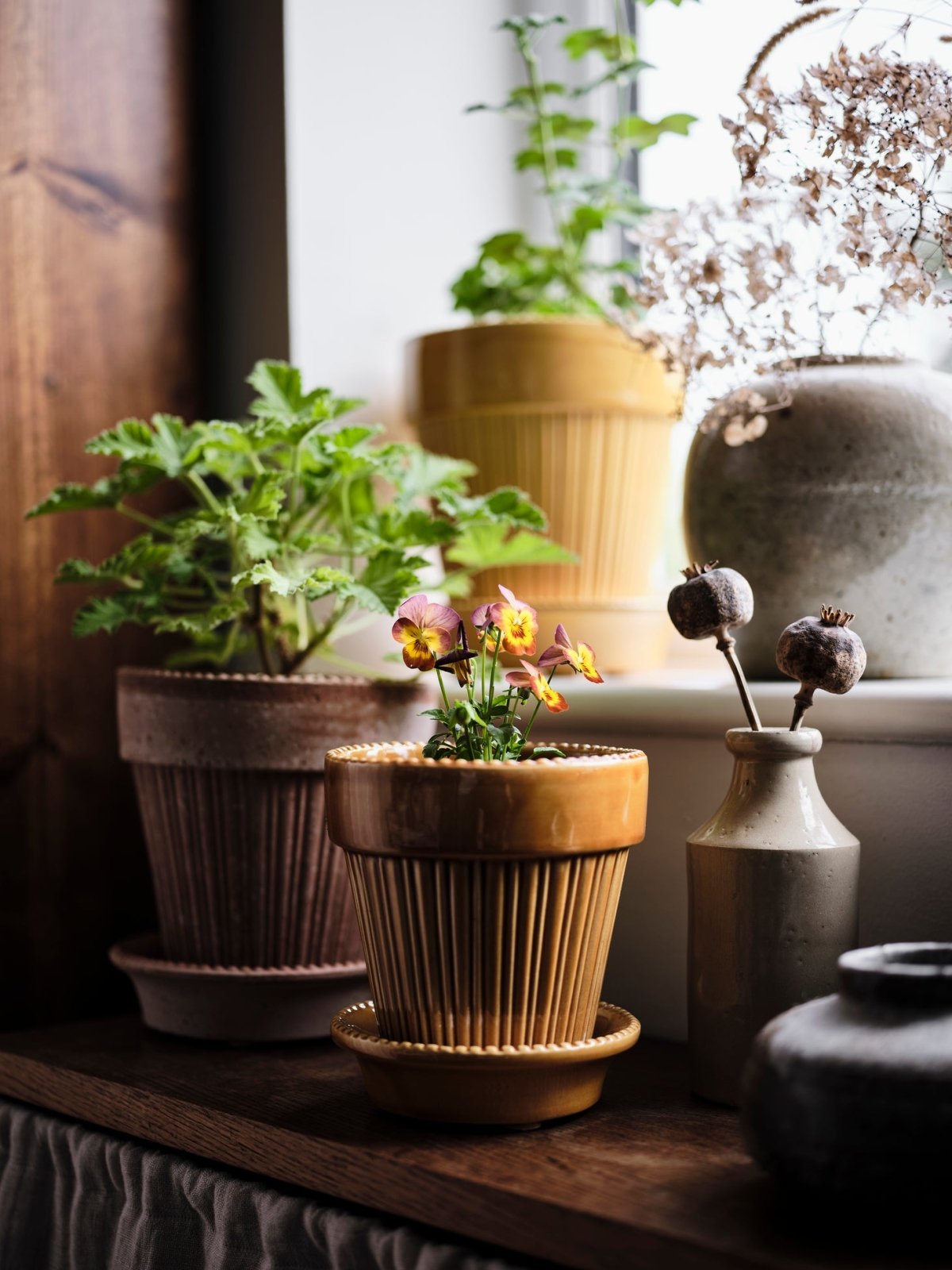 Bergs Potter Simona Kruka med Fat Ø18cm, Gul - Azalea Home