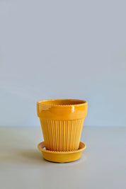 Bergs Potter Simona Kruka med Fat Ø18cm, Gul - Azalea Home