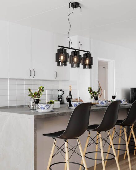 By Rydéns Ebbot Bar taklampa 3 - låg rökgrå - Azalea Home