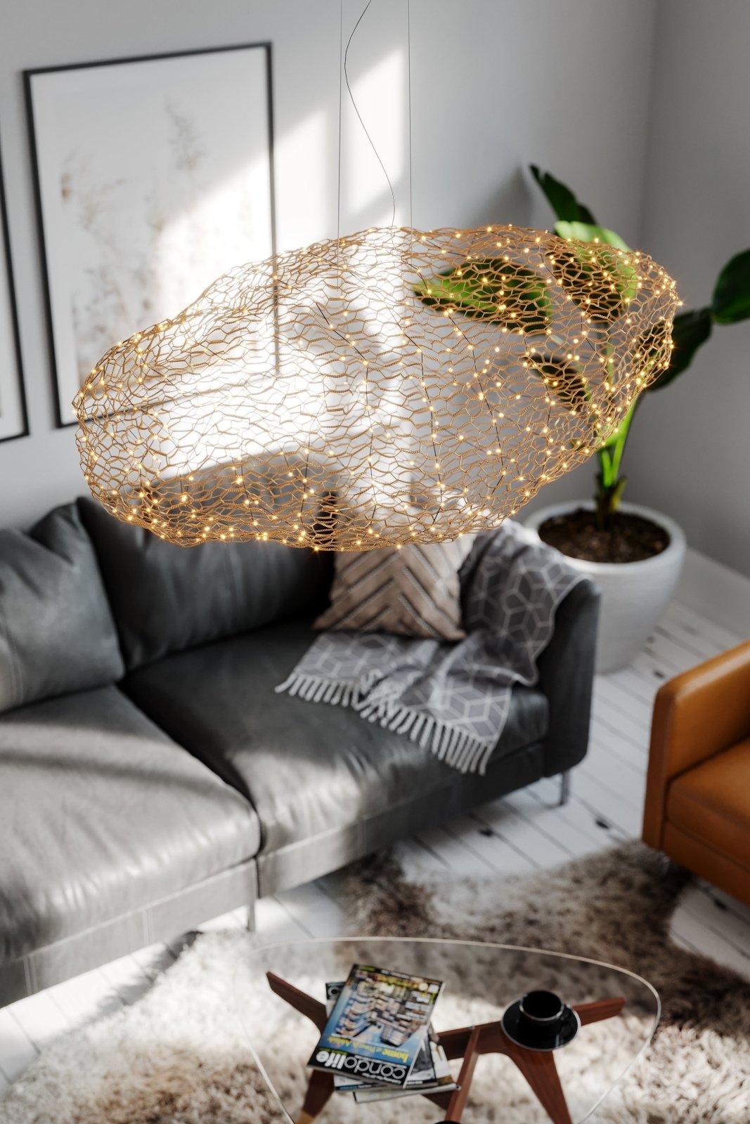 By Rydéns Hayden taklampa LED L115 cm guld - Azalea Home