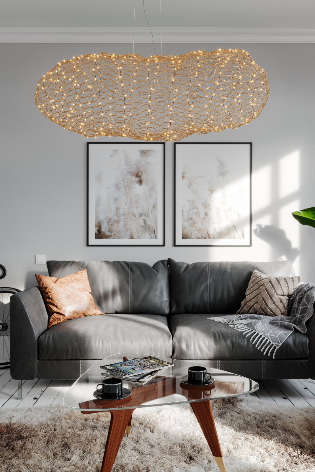 By Rydéns Hayden taklampa LED L115 cm guld - Azalea Home